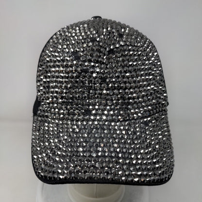 Unbranded Snapback Hat Black One Size Adjustable Bling Rhinestone Studded