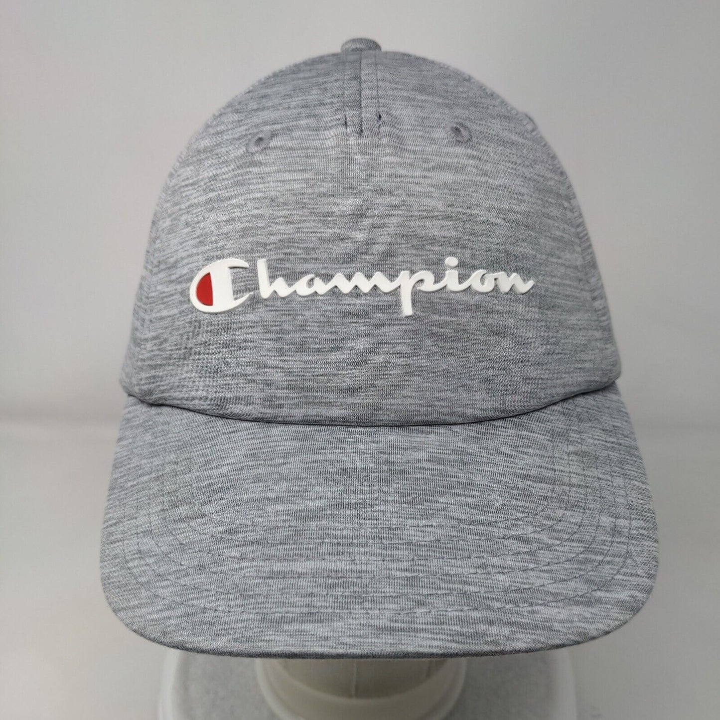 Champion Slideback Hat Gray OSFA Adjustable Embroidered Vented Holes 6 Panel