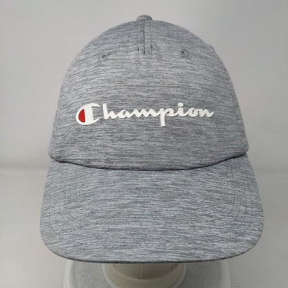 Champion Slideback Hat Gray OSFA Adjustable Embroidered Vented Holes 6 Panel