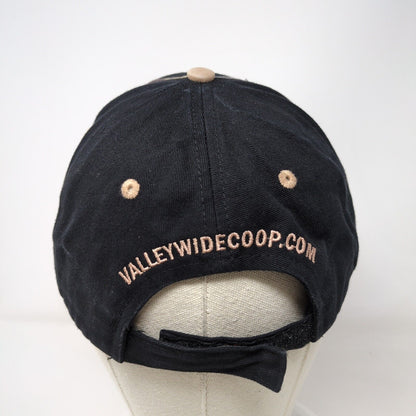 Valley Country Store Strapback Hat Black OSFA Adjustable Camo Trim