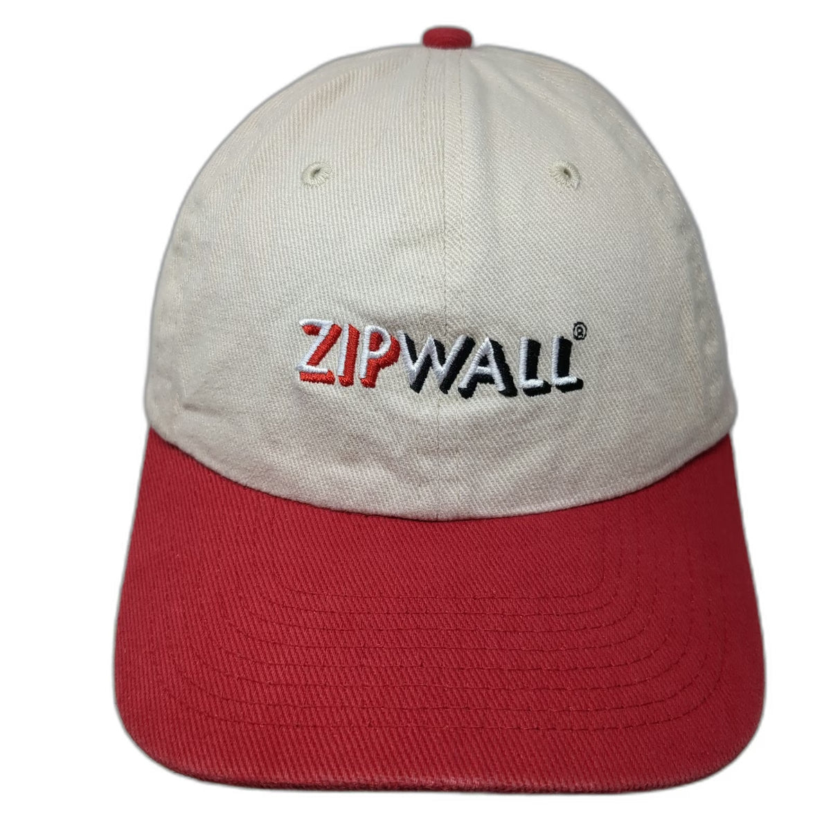 ZipWall Baseball Cap Beige Red One Size Slideback Logo Workwear Construction Hat