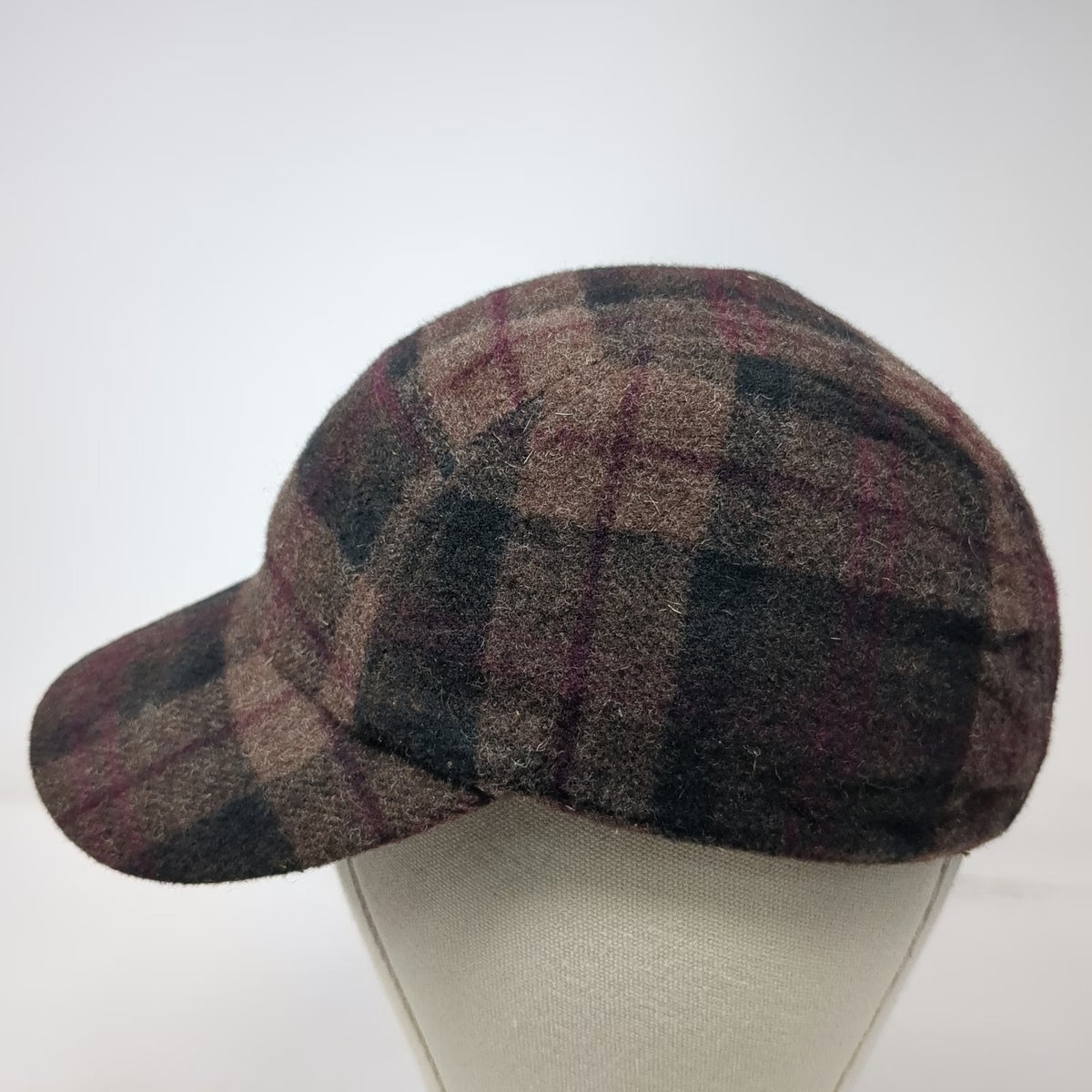 Banana Republic 5 Panel Brown S/M Fitted Plaid Wool Sherpa Lined Hat