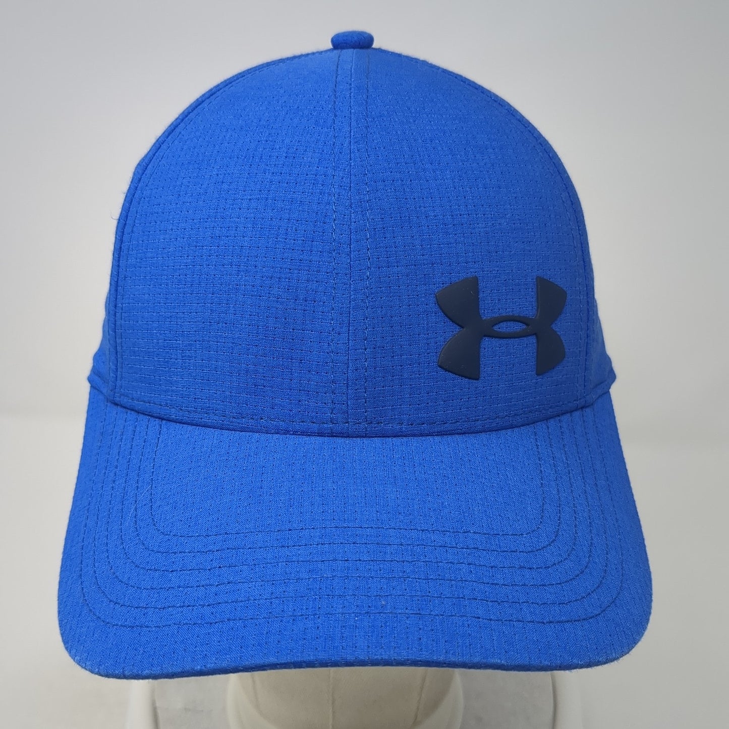 Under Armour Logo Fitted Hat Blue XL Classic Fit Stretch Solid 6 Panel
