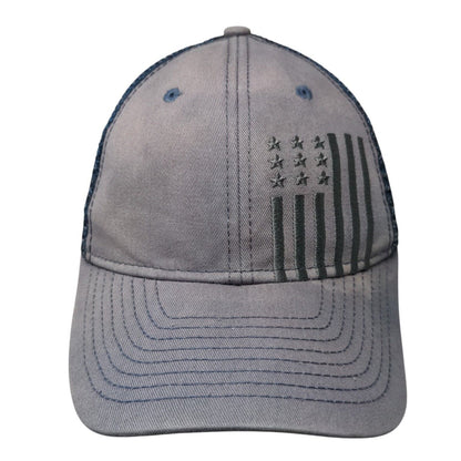 American Flag Snapback Trucker Hat Blue One Size Adjustable Mesh Back Patriotic