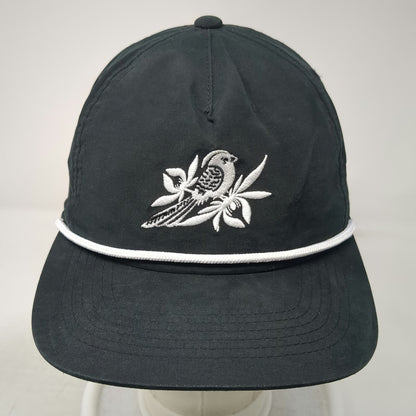 atonal 5 Panel Black Hat One Size Snapback Rope Bird Bayside 25 Nylon Cotton