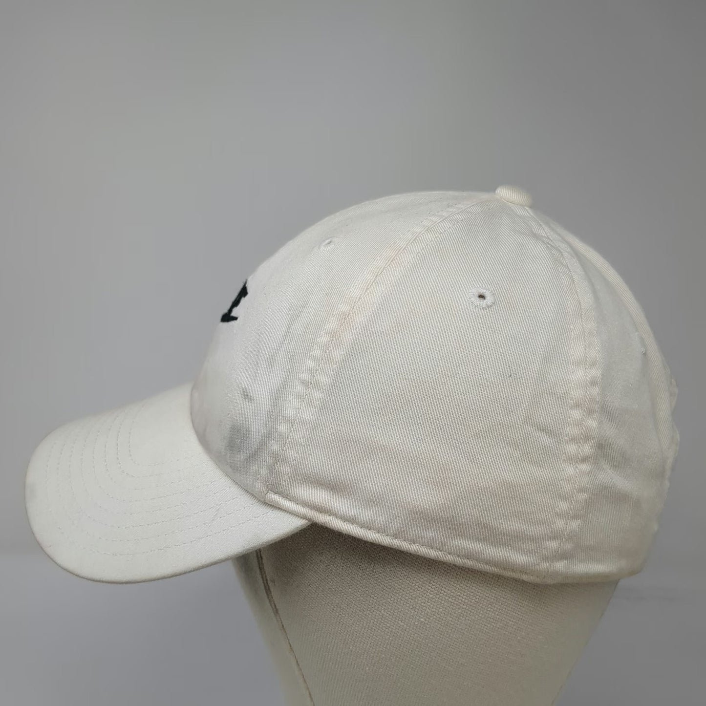 Nike Baseball Cap White M Black Logo Slideback Cotton 6 Panel Swoosh Sport Hat