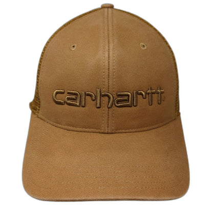 Carhartt Trucker Hat Brown One Size Mesh Snapback Embroidered Logo Workwear Cap