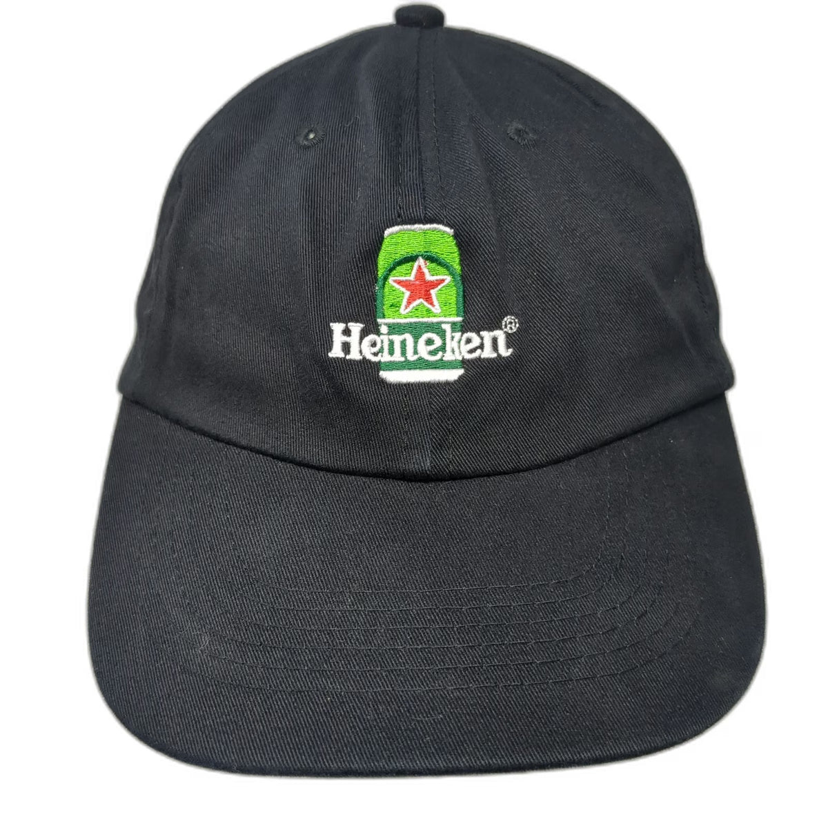 Heineken Beer Can Logo Baseball Cap Black One Size Strapback Curved Brim Hat