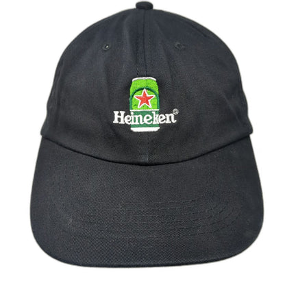 Heineken Beer Can Logo Baseball Cap Black One Size Strapback Curved Brim Hat