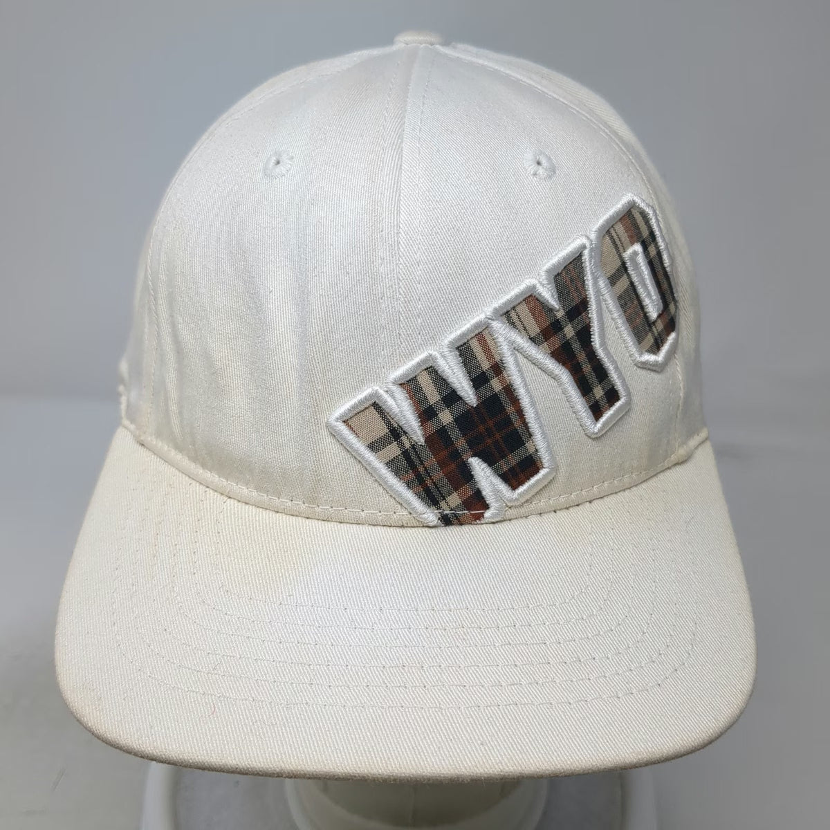 Wyoming Cowboys NCAA Top of the World Cap White One Size WYO Plaid Applique Hat