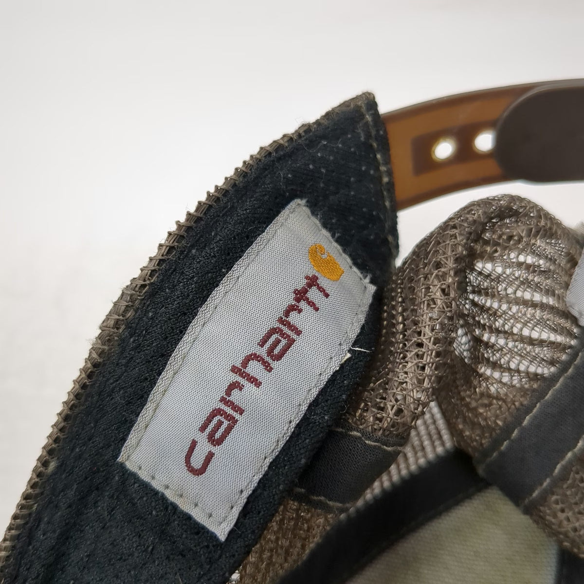 Carhartt Trucker Hat Brown One Size Mesh Back Snapback Embroidered Logo Canvas
