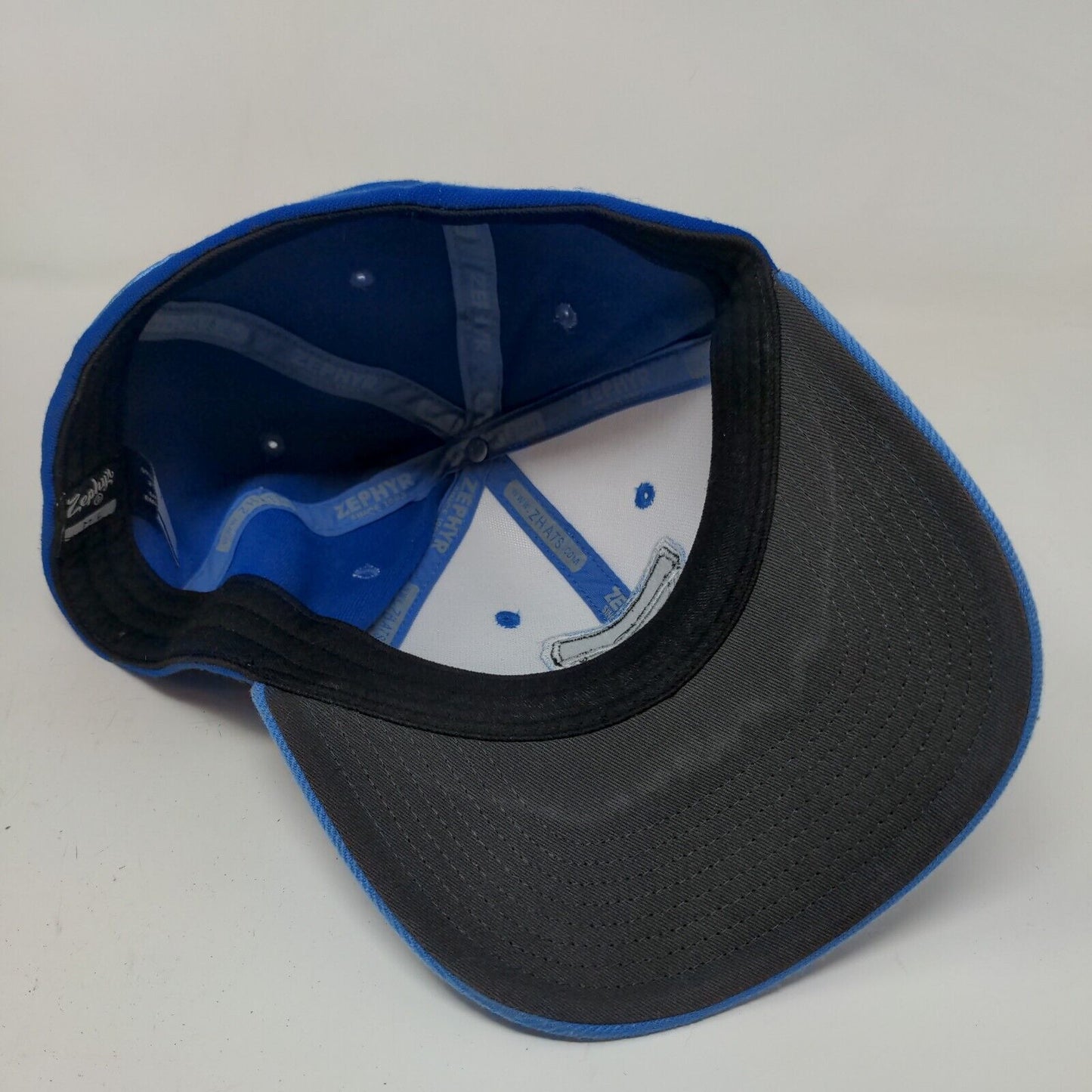 Zephyr Men's Fitted Hat Blue Size M/L Embroidered Shark Tooth Logo Acrylic