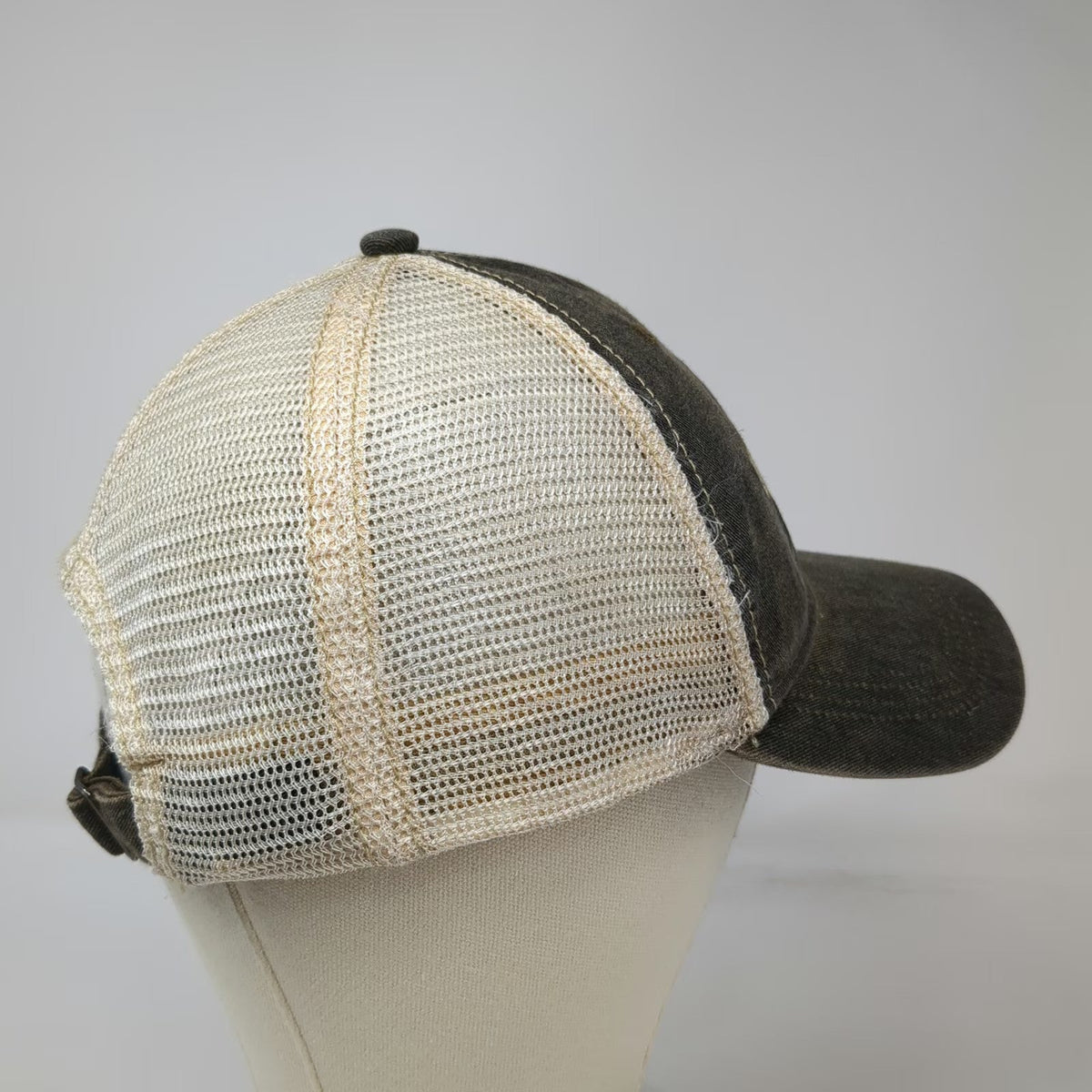 Gray Beige Baseball Cap OSFM Hahns Peak Colorado Elevation Mesh Adjustable Hat