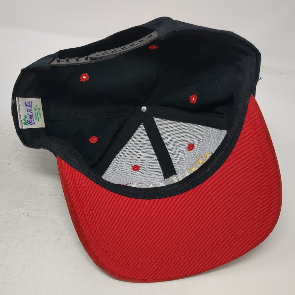Head To Toe Baseball Cap Black Red Suede Brim 9 Redskins Blitz Hat Vintage