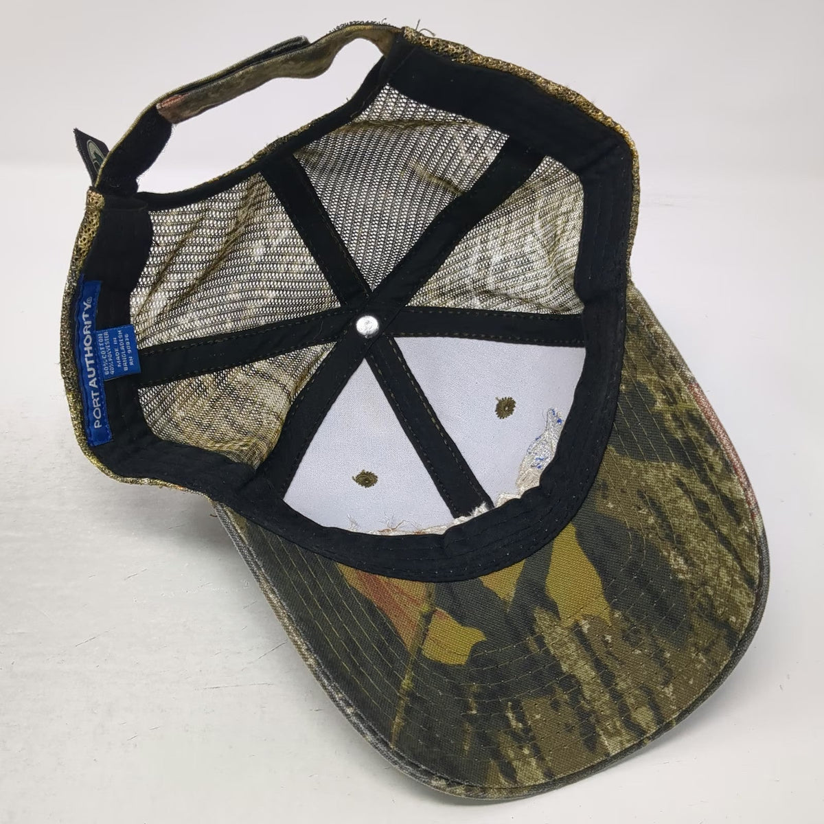 Port Authority Baseball Cap Green One Size Camo Mesh Back Strapback Samson Hat