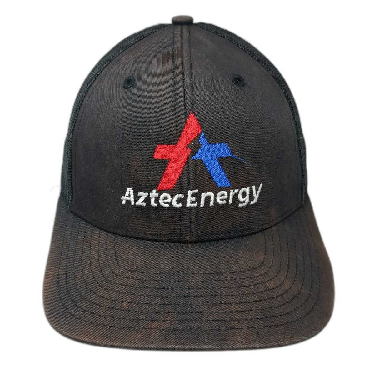 Richardson Trucker Hat Black Size Small AztecEnergy Mesh Snapback Logo Work