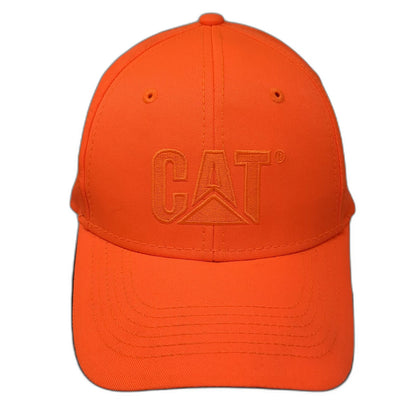 Caterpillar CAT Baseball Cap Orange One Size Tonal Logo Strapback Green Brim Hat