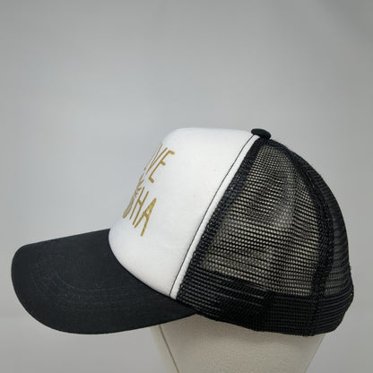 Live Aloha Snapback Mesh Back Trucker Hat Black One Size Colorblock