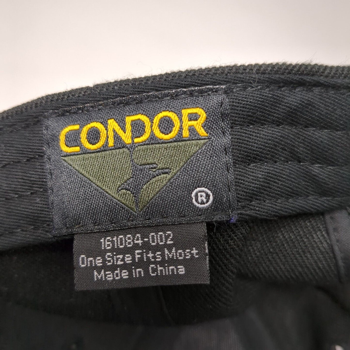 Condor Strapback Hat Black OSFM Adjustable Embroidered Solid 6 Panel