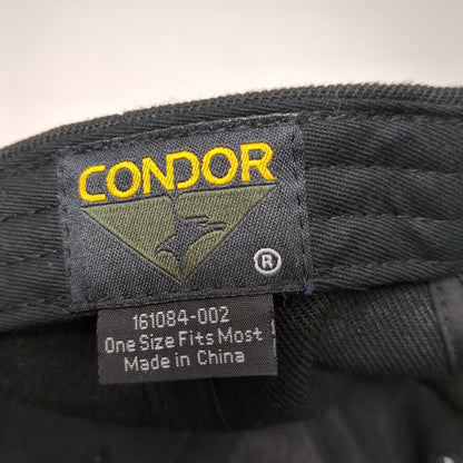Condor Strapback Hat Black OSFM Adjustable Embroidered Solid 6 Panel