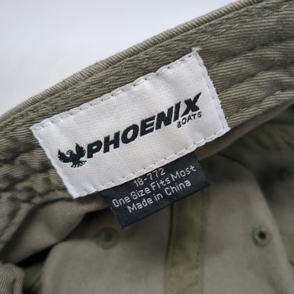 Phoenix Boats Baseball Cap Green One Size Leather Patch Slideback Adjustable Hat