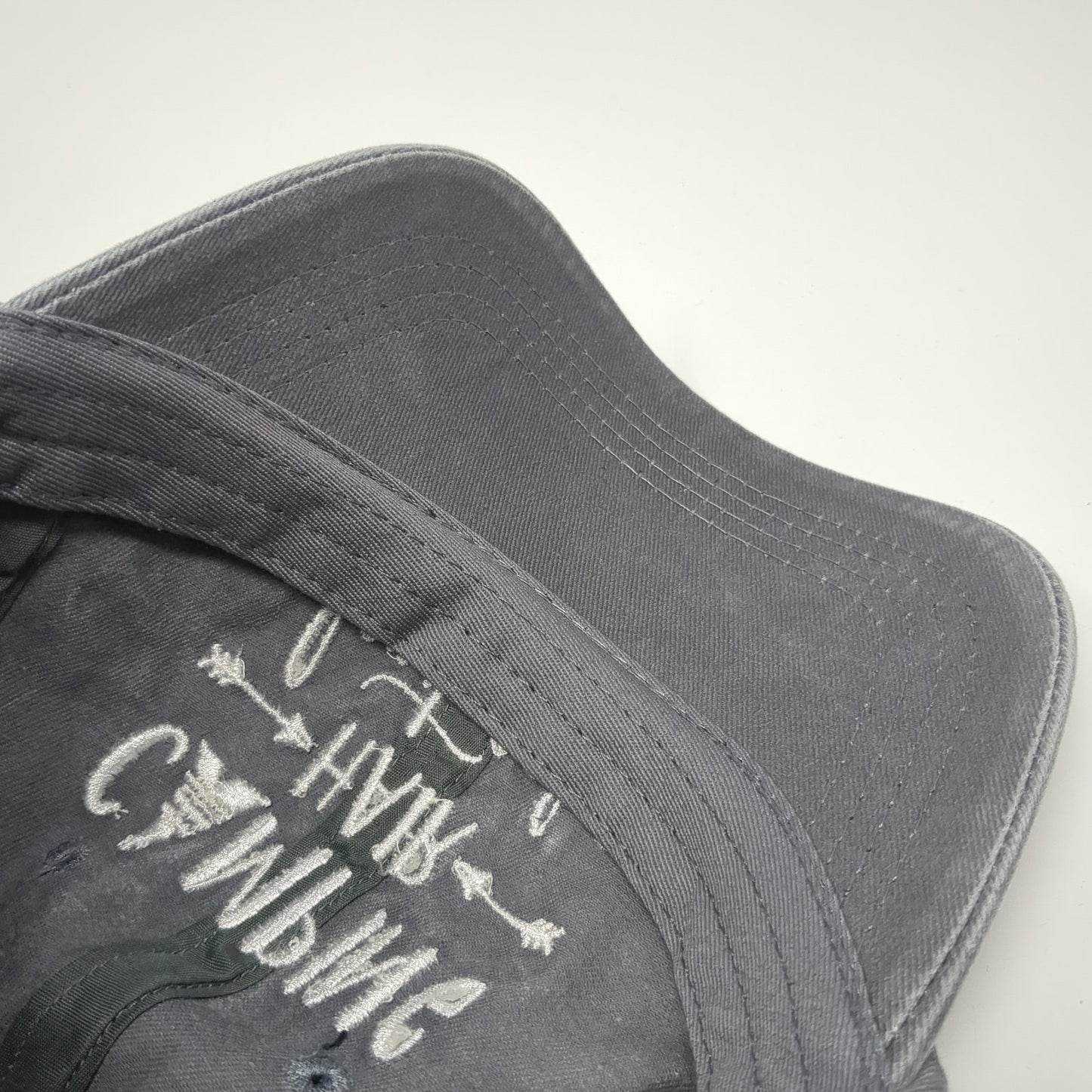 Camping Hair Don't Care Slideback Hat Gray One Size Embroidered Ponytail