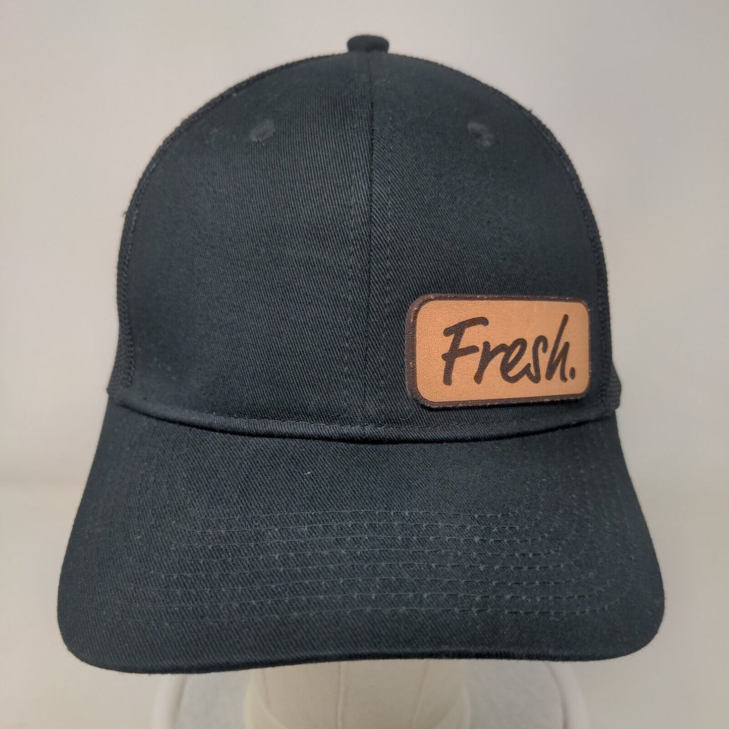 Fresh Patch Snapback Mesh Back Trucker Hat Black One Size Port Authority