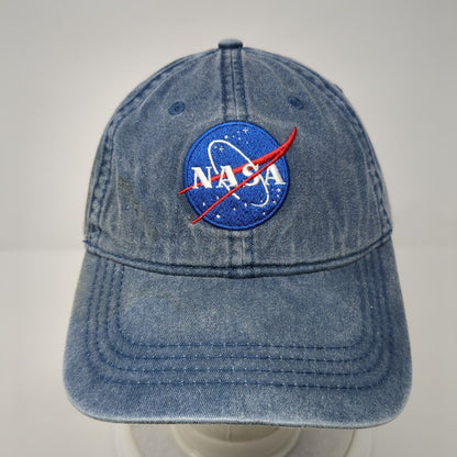 NASA Slideback Hat Blue One Size Adjustable Embroidered Denim Otto Cotton