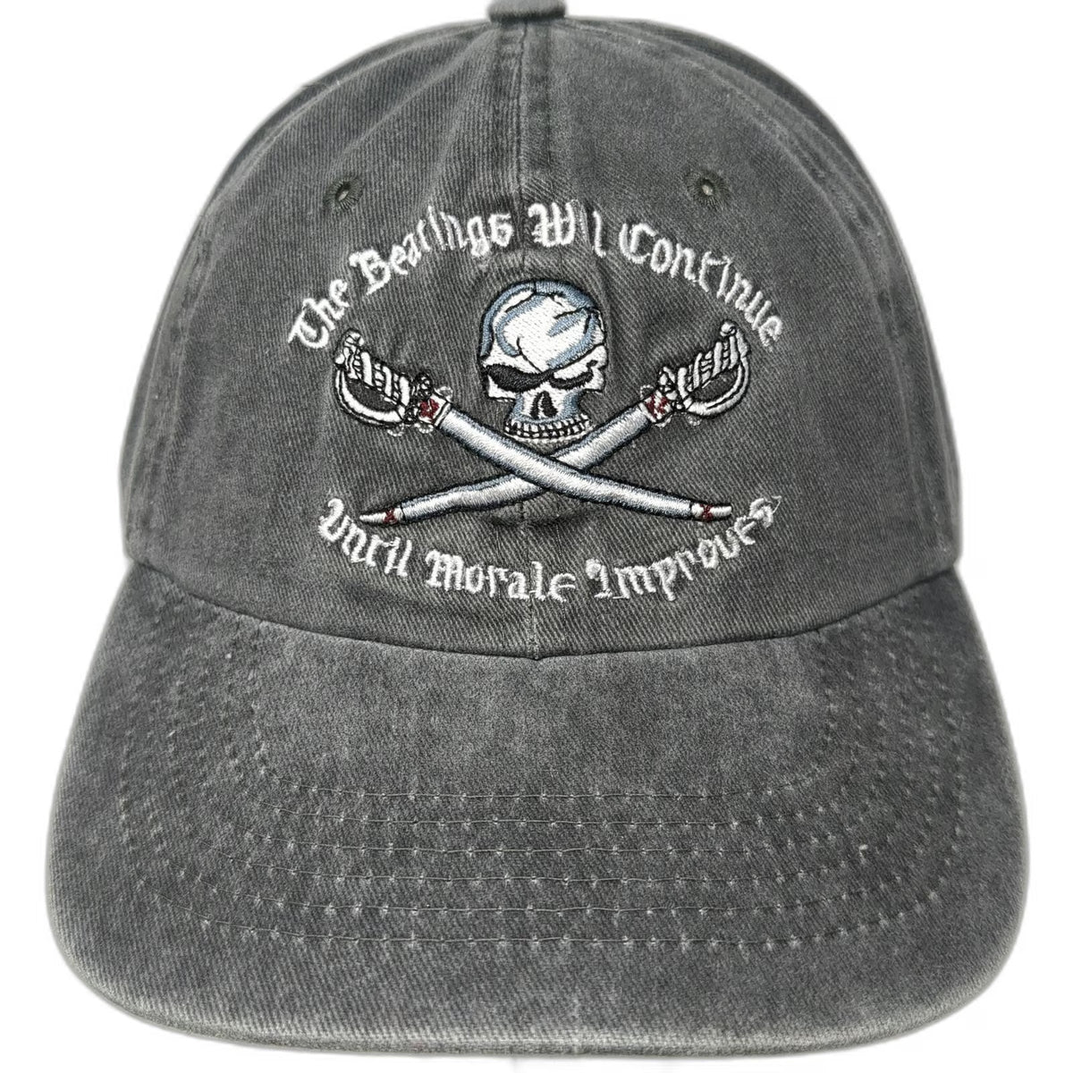 Joe Blow Baseball Cap Gray White One Size Skull Swords Morale Embroidery Hat