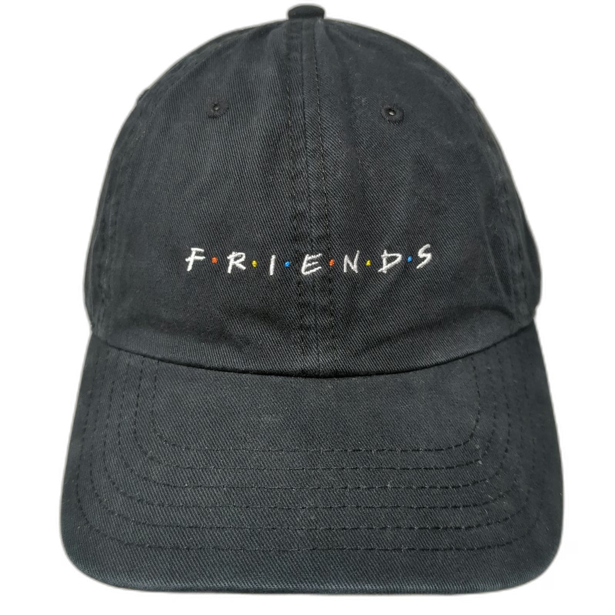 Friends Baseball Cap Black One Size Embroidered TV Show Logo Slideback Hat