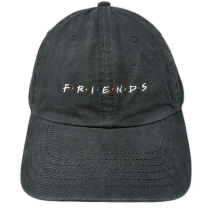 Friends Baseball Cap Black One Size Embroidered TV Show Logo Slideback Hat