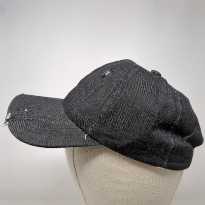 Unbranded Slideback Hat Black OSFA Adjustable Distressed 6 Panel Blank Cotton