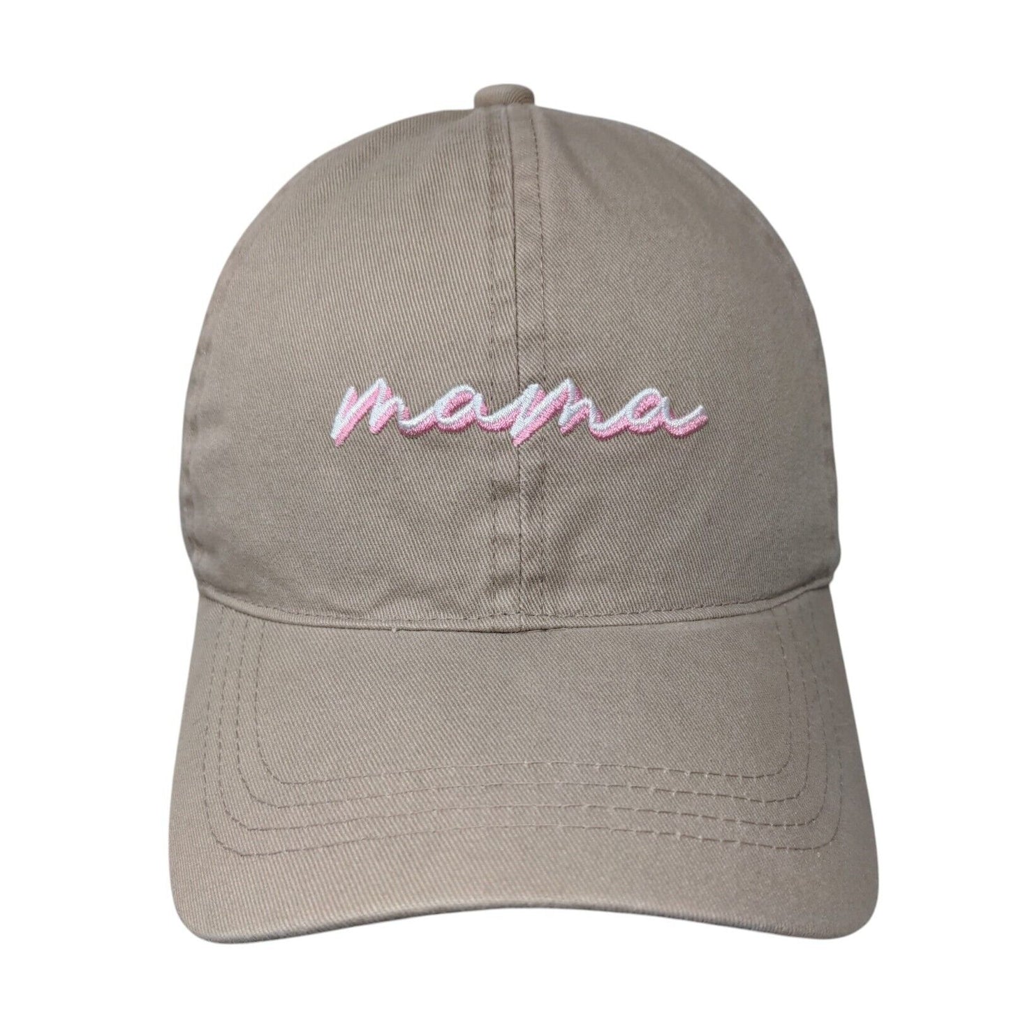 Mama Slideback Hat Tan OSFM Adjustable Embroidered David And Young