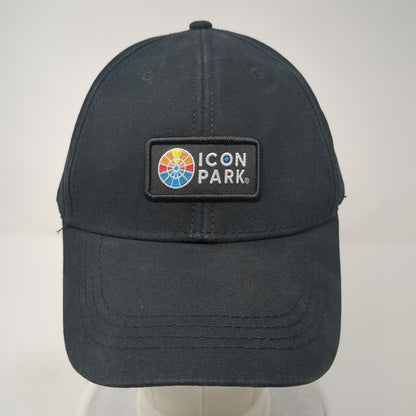 Icon Park Strapback Baseball Cap Black One Size Adjustable Embroidered 6 Panel
