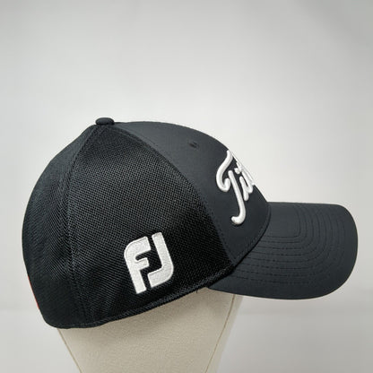 Titleist Fitted Mesh Back Hat Black M/L Embroidered Solid Vent Holes