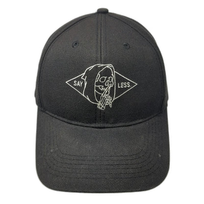 Gld Baseball Cap Black L Say Less Skull Grim Reaper Diamond Snapback Hat