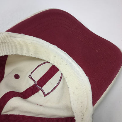 Cinch Jeans Beige Red Baseball Cap Hat M Shield Patch Fitted Contrast Stitch