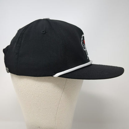Pins & Aces 5 Panel Black One Size Hat Freedom Youth Rope Snapback Logo Golf