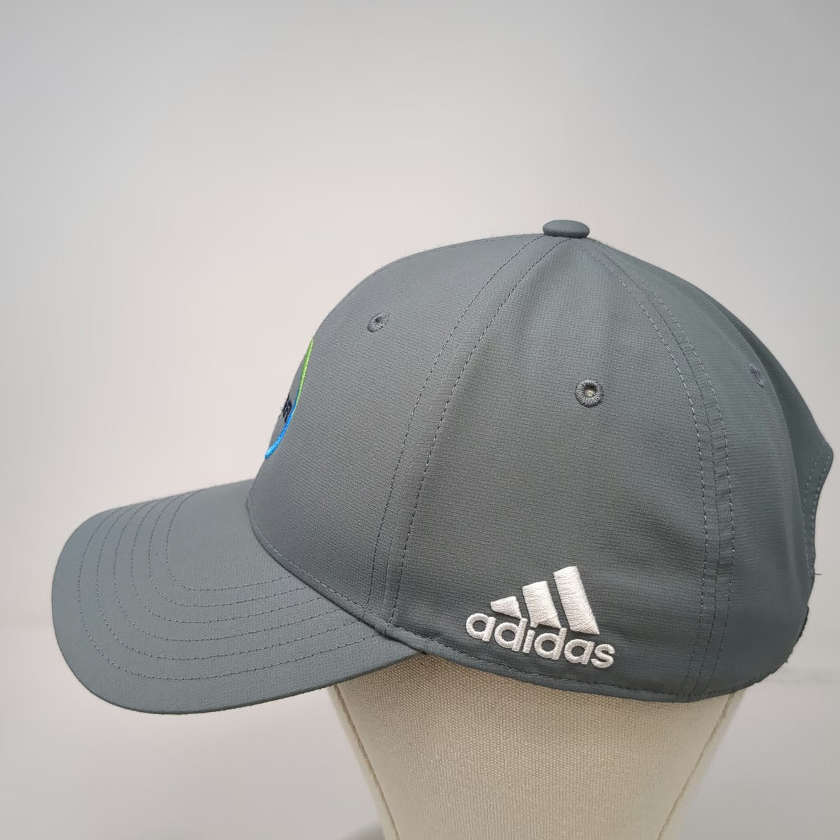 Adidas Baseball Cap Gray One Size Bayer Logo Strapback Polyester Hat