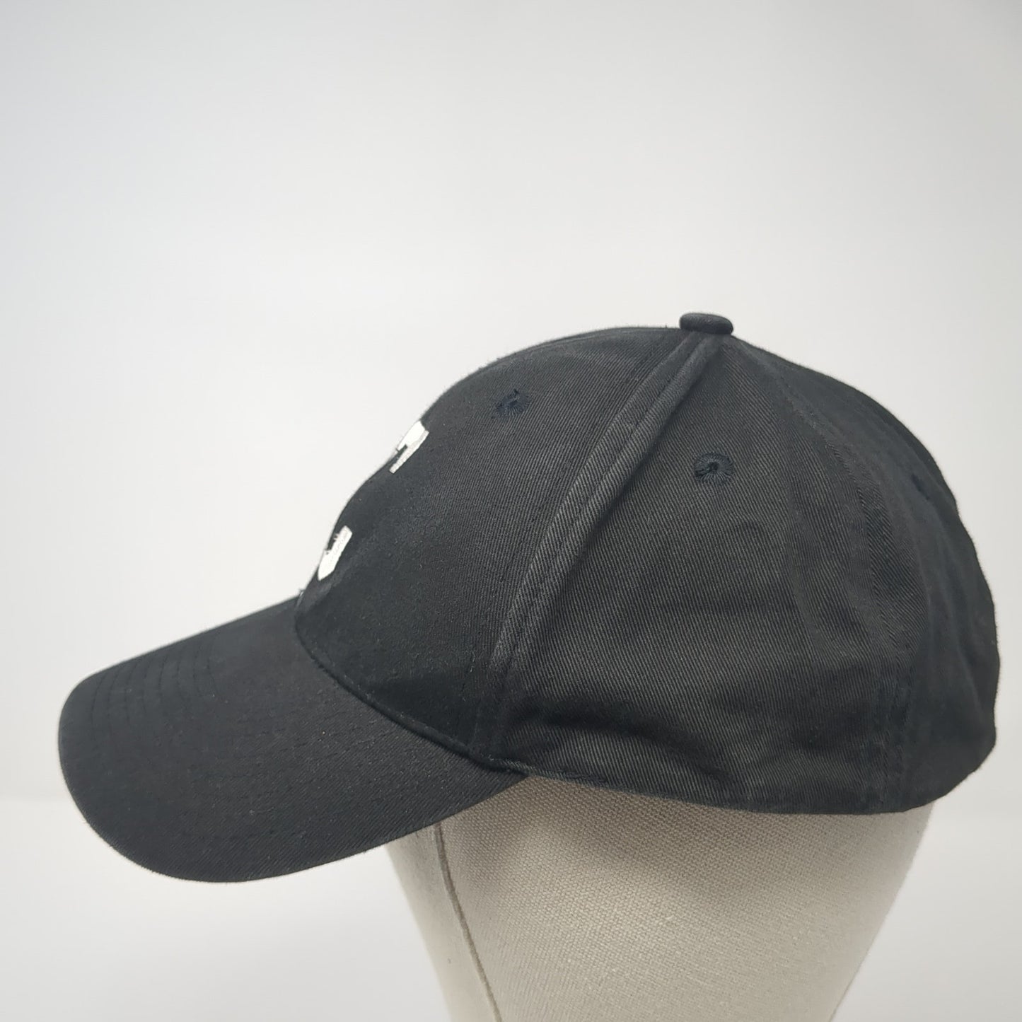 Letter C Strapback Hat Black One Size Adjustable Embroidered Solid TCK