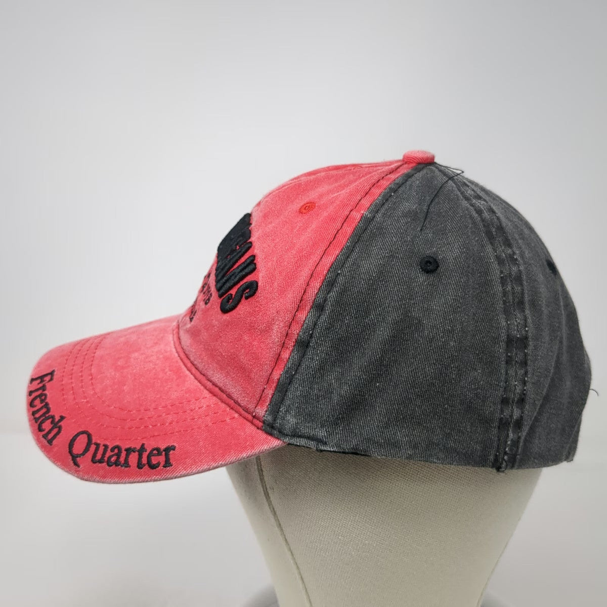 Lucky 7 Baseball Cap Red Black One Size New Orleans French Quarter Strapback Hat