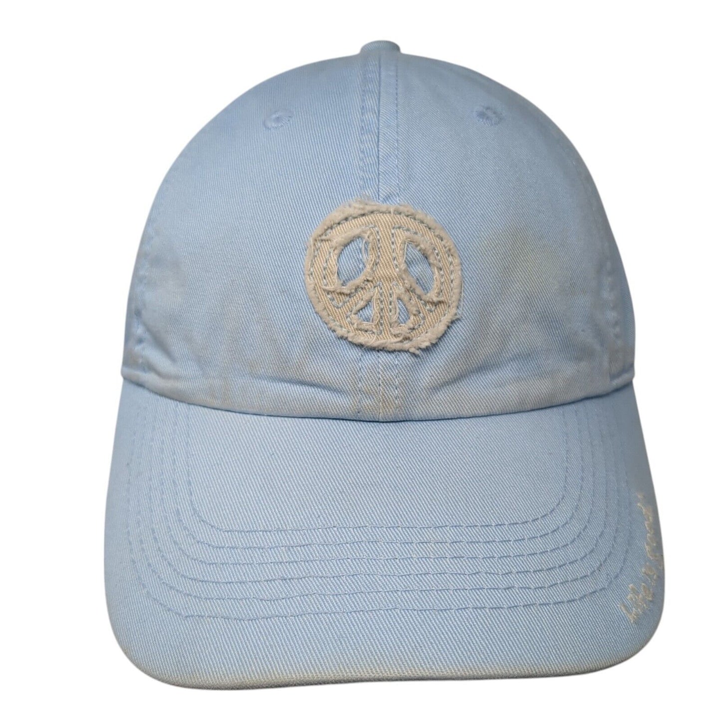 Peace Symbol Slideback Hat Blue One Size Adjustable Solid Life Is Good