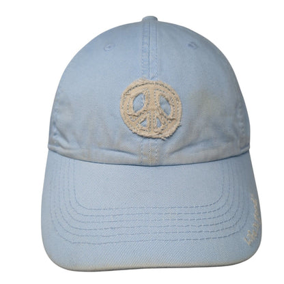 Peace Symbol Slideback Hat Blue One Size Adjustable Solid Life Is Good