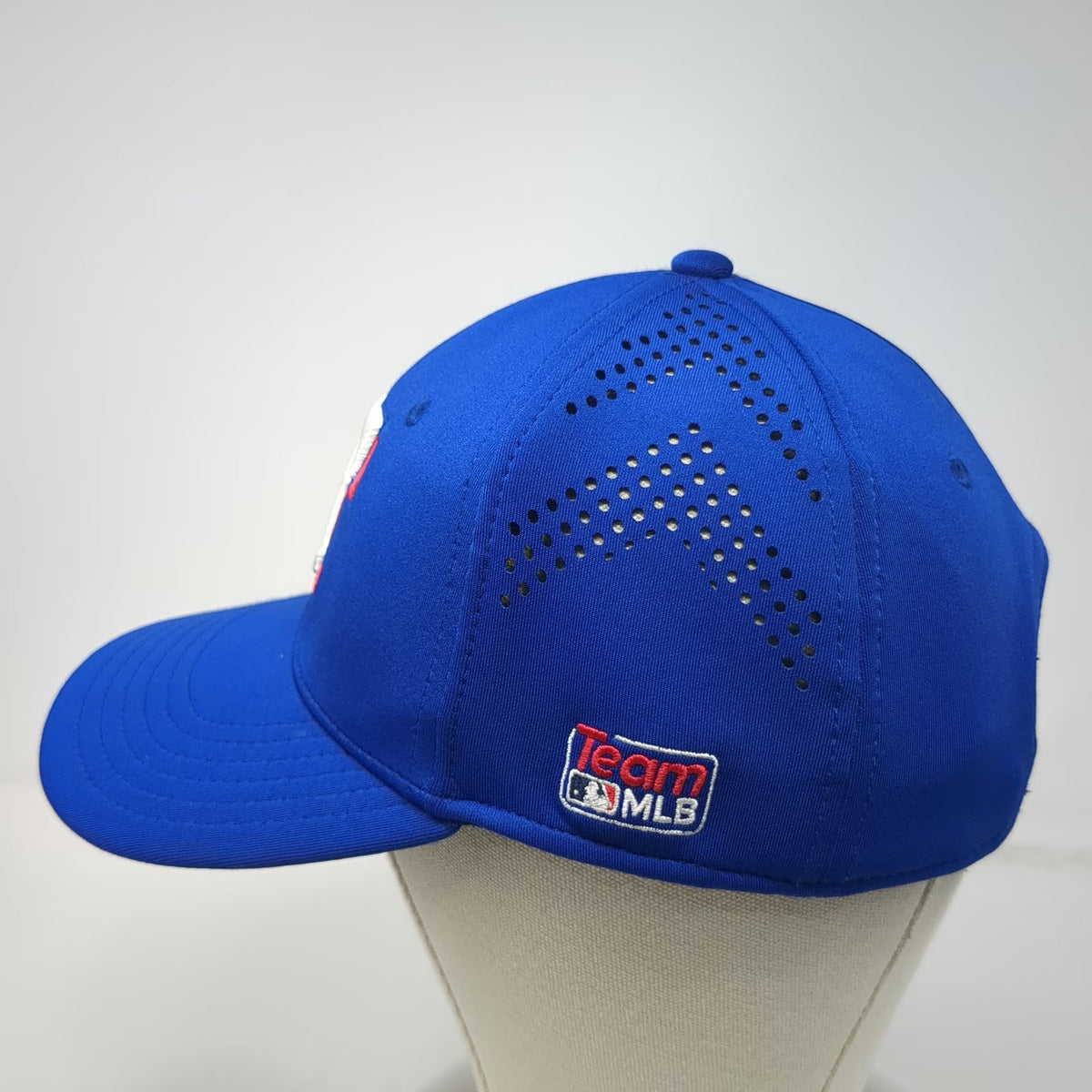Texas Rangers MLB OC Sports Snapback Hat Blue One Size Laser Cut Vents Logo