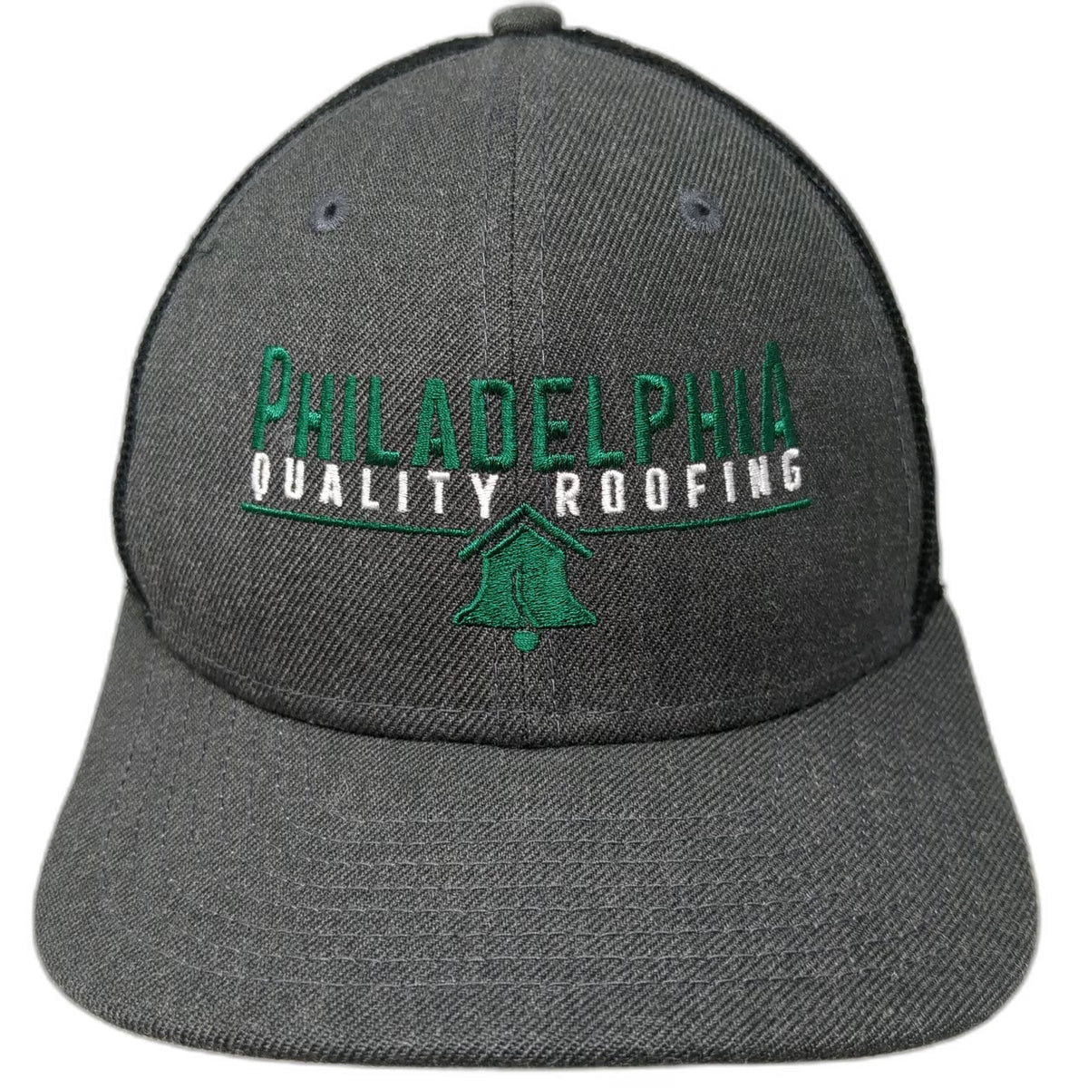 New Era Philadelphia Quality Roofing Trucker Hat Gray One Size Snapback Mesh Hat