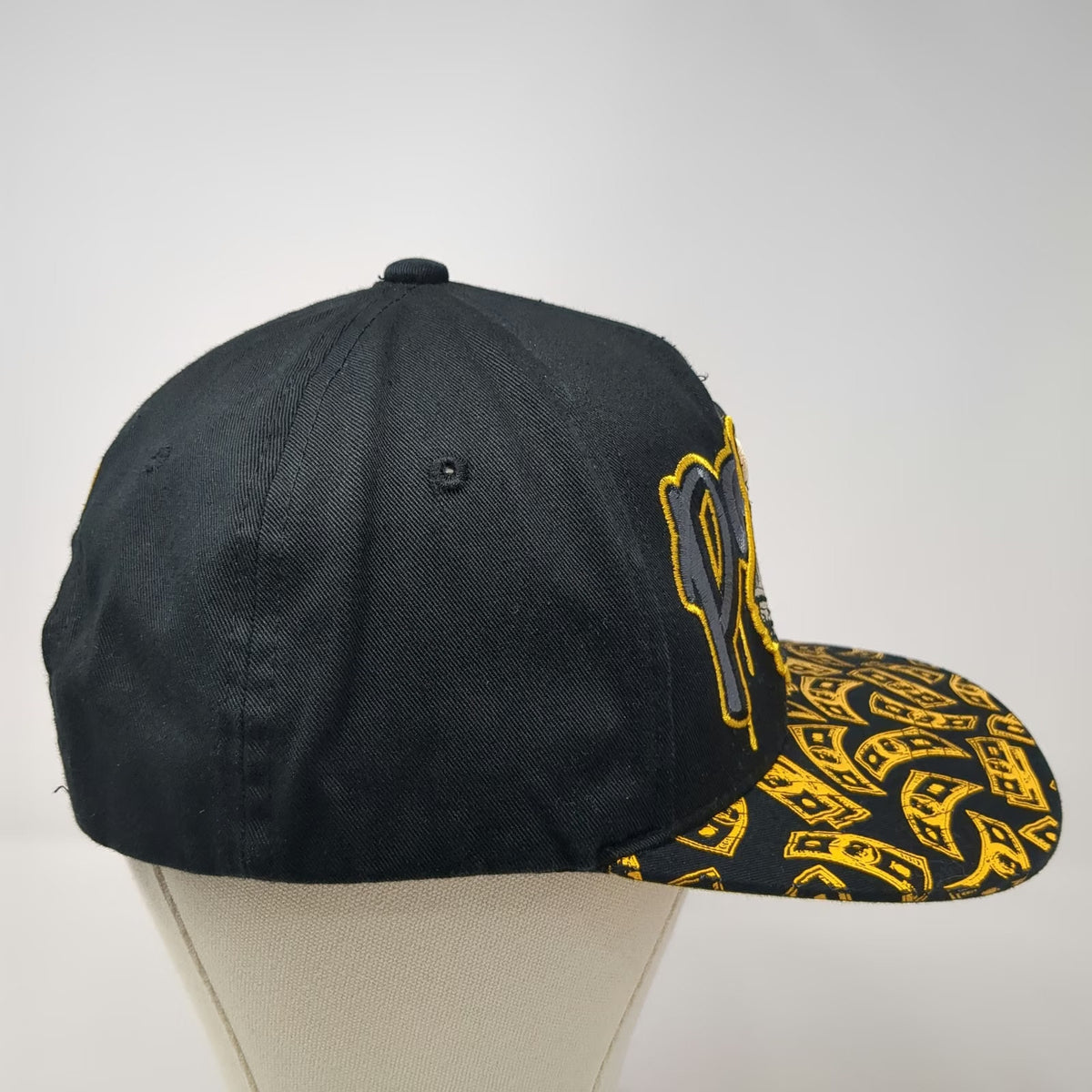 Top Level Snapback Black Yellow One Size Hat Paid In Full Money Print Flat Brim