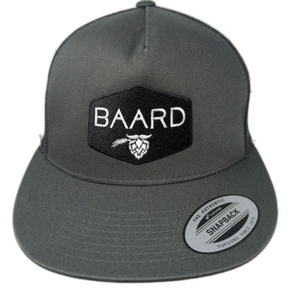 Yupoong Baard Logo Snapback Gray One Size Hat Mesh Back Flat Brim Trucker Beer