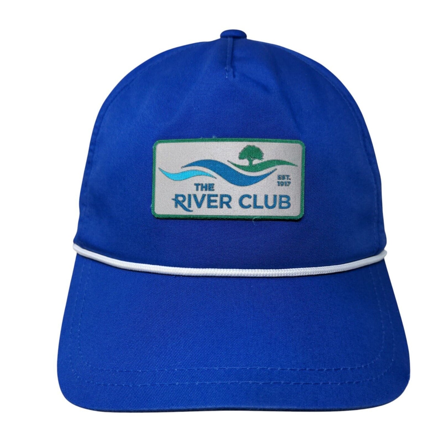 The River Club Patch Strapback Rope Hat Blue One Size American Needle