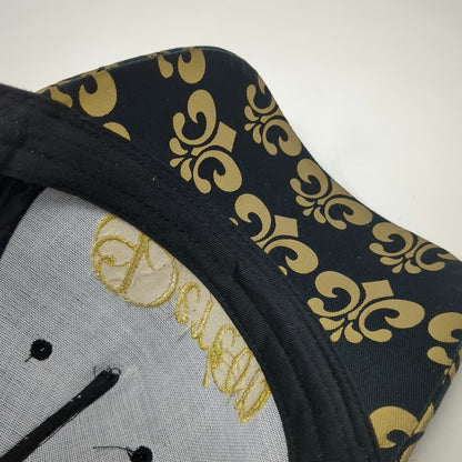 Dereon 5 Panel Black Gold Scroll Pattern Embroidery One Size Hat Streetwear