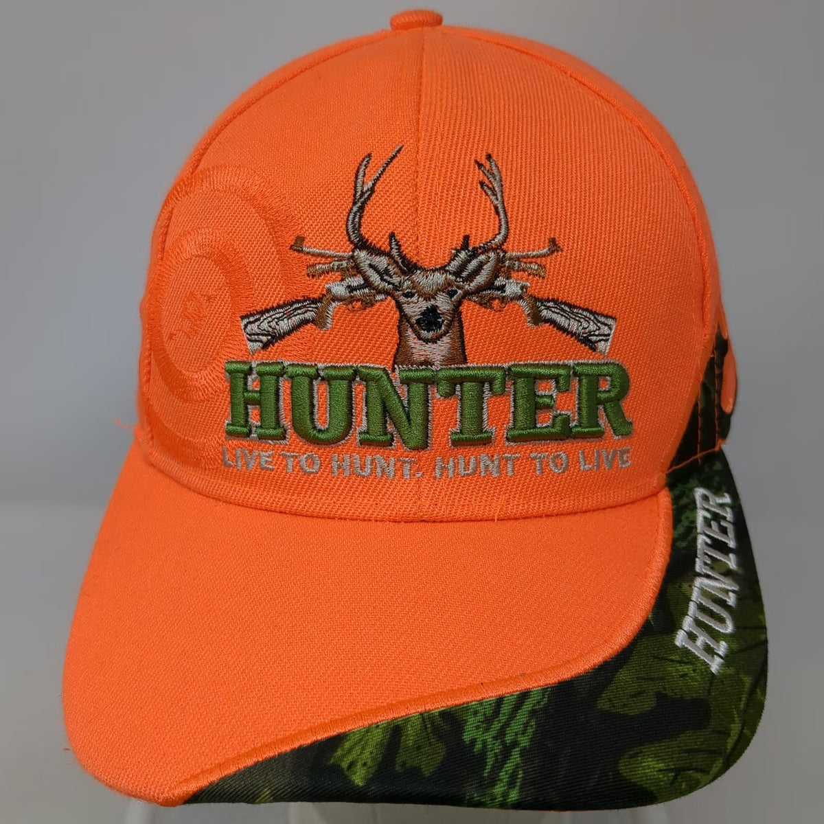Orange Baseball Cap OSFM Hunter Deer Rifle Camo Strapback Hunting Outdoors Hat